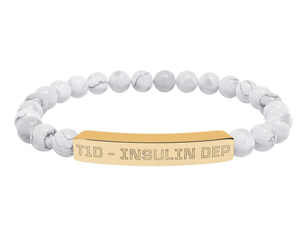 Bracelet - Type 1 Diabetes Medical Insulin Dependent Natural Stone Stretch Bar