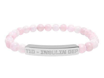Bracelet - Type 1 Diabetes Medical Insulin Dependent Natural Stone Stretch Bar