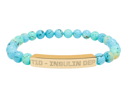 Bracelet - Type 1 Diabetes Medical Insulin Dependent Natural Stone Stretch Bar