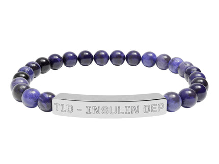 Bracelet - Type 1 Diabetes Medical Insulin Dependent Natural Stone Stretch Bar