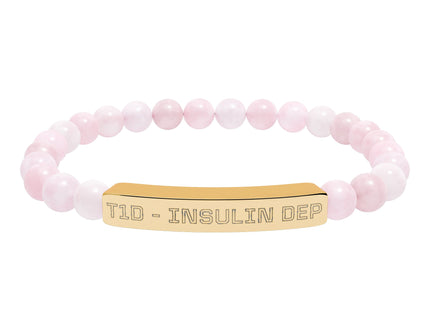 Bracelet - Type 1 Diabetes Medical Insulin Dependent Natural Stone Stretch Bar