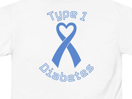 Type 1 Diabetes Awareness Crop Tee — Blue Ribbon Heart Design