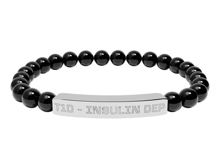 Bracelet - Type 1 Diabetes Medical Insulin Dependent Natural Stone Stretch Bar