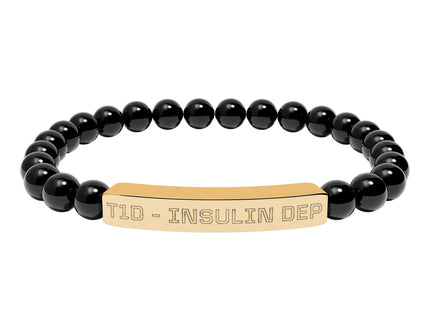Bracelet - Type 1 Diabetes Medical Insulin Dependent Natural Stone Stretch Bar