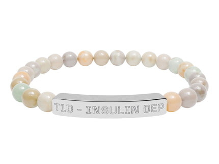 Bracelet - Type 1 Diabetes Medical Insulin Dependent Natural Stone Stretch Bar